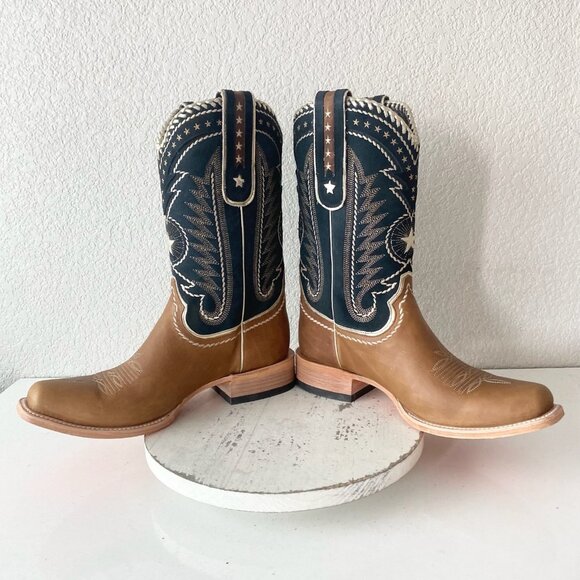 Lane RODEO HOUSTON Mens Cowboy Boots Size 13B Brown Leather Western Blunt Toe - Picture 7 of 11